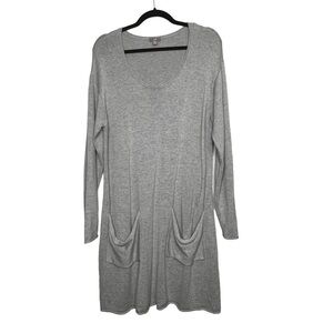 J Jill Womens Petite Medium Gray Tunic Sweater Dress Knit Long Sleeves
